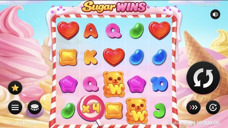 Sugar Wins - ecranul de joc cu role 5x4